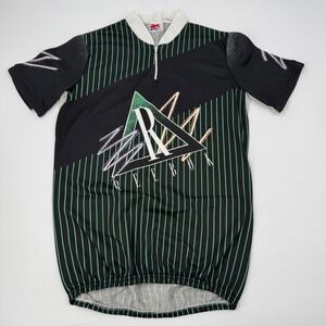Vintage Reebok‎ Cycling Jersey XL Neon Green Black Stripe 90s Retro Shirt
